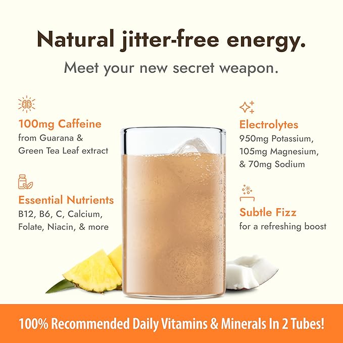 Zipfizz Daily Energy Drink Powder, Pina Colada, 20 Pack | 3-in-1 Sustained Energy, Rapid Hydration, and Essential Vitamins | Sugar-Free | Electrolyte Powder | Contains Vitamin B-12 & Antioxidants - Bloomnest