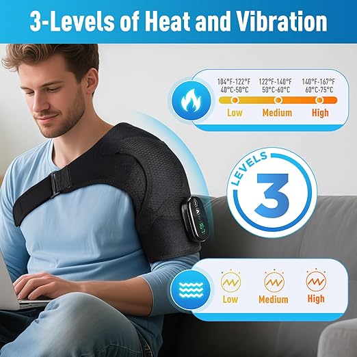 Heating Pad for Shoulder, Eligible Heated Shoulder Wrap with Massage for Men & Women,Heated Shoulder Brace with Vibration for Rotator Cuff Relief - Bloomnest