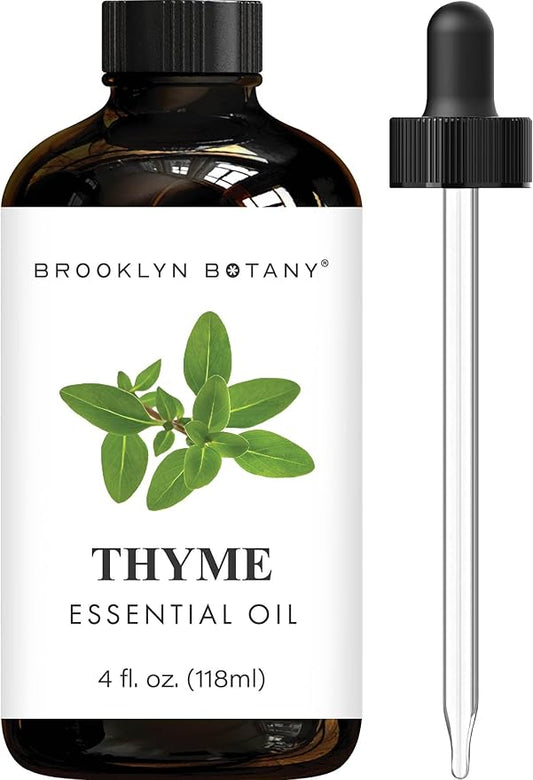 Brooklyn Botany Thyme Essential Oil - Huge 4 Fl Oz - 100% Pure and Natural - Premium Grade with Dropper - for Aromatherapy and Diffuser - Bloomnest