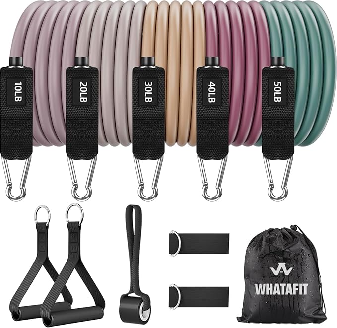 WHATAFIT Resistance Bands, Exercise Bands，Resistance Bands for Working Out with Handles for Men and Women Fitness, Strength Training Home Gym Equipment - Bloomnest