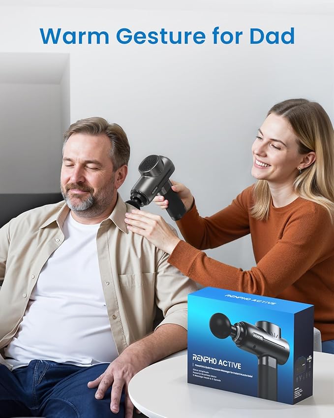 RENPHO Massage Gun Deep Tissue, Portable Percussion Massager for Back and Neck, Gifts for Men Women, Handheld Device with Carry Case, Active - Bloomnest
