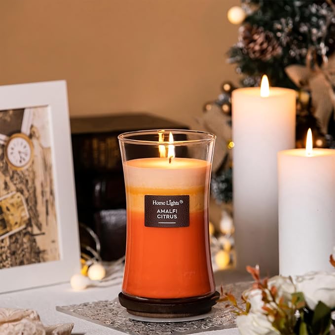 HomeLights 3-Layer Candles for Home Scented, 21.52 OZ Natural Soy Wax Scented Candles Burns Up to 100 Hours, Large Jar, Amalfi Citrus - Bloomnest