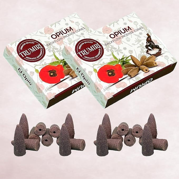 Opium Backflow Incense Cones - Total 20 Incense Cones Waterfall - Dual Pack of 10 Incense Backflow Cones - Waterfall Incense Cones - Incense Waterfall Cones TRUMIRI