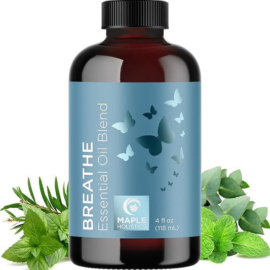 Breathe Essential Oil for Diffuser - Invigorating and Refreshing Breathe Essential Oil Blend with Eucalyptus Peppermint Tea Tree and Mint for Diffusers for Home and Shower Aromatherapy (4 Fl Oz) - Bloomnest