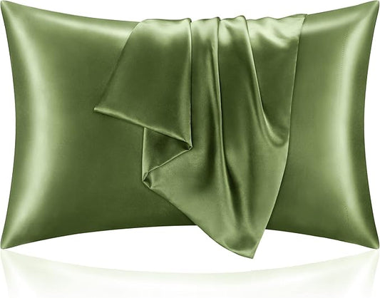 BEDELITE Satin Pillowcase for Hair and Skin, Super Soft and Cooling Similar to Silk Pillow Cases 2 Pack with Envelope Closure, Gift for Women Men(20"x26" Standard Size, Cedar Green) - Bloomnest