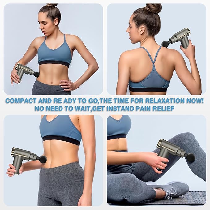 cotsoco Massage Gun Deep Tissue for Pain Relief with 4 Massage Heads & 6 Speeds, Electric Mini Handheld Body Massager for Any Pain Relief, Best Gifts for Dad and Mom - Bloomnest