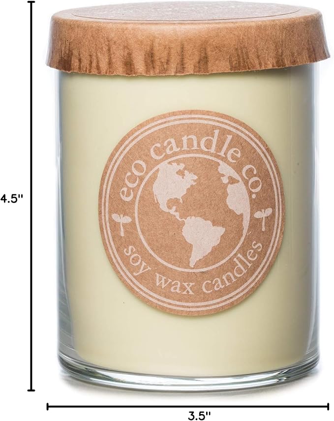 Eco Candle Co. Recycled Candle, Verbena Basil, 18 oz. Double Wick - Scents of Lemons, Verbena, Basil, & Cedar - 100% Soy Wax, No Lead, Kraft Paper Label & Lid, Hand Poured, Midwest Grown Soybeans - Bloomnest