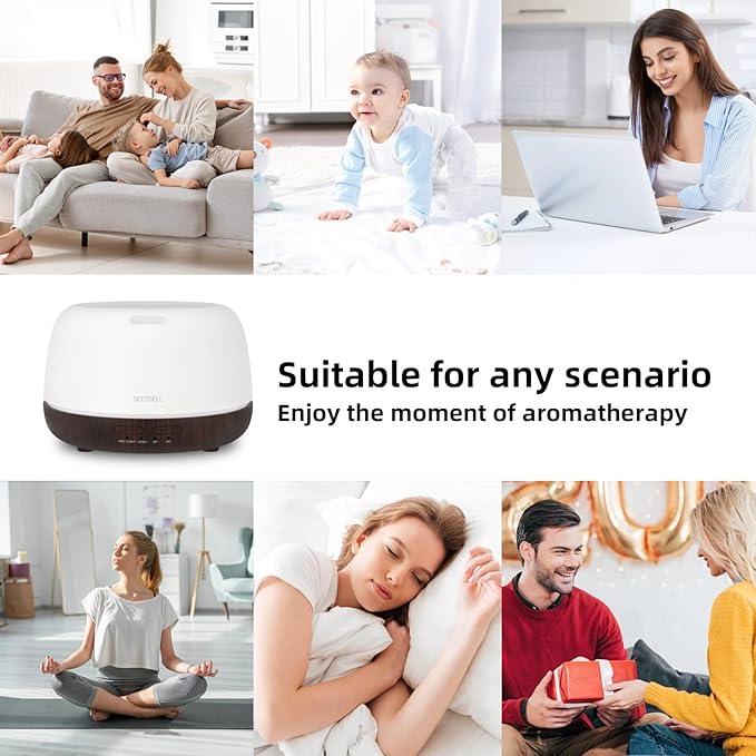 300ML Essential Oil Diffuser, Small Aromatherapy Diffuser with Remote Control, 7-Color LED Light,4 Timer, Quiet,Auto-Off, Easy to Use,for Home,Bedroom,Office - Bloomnest