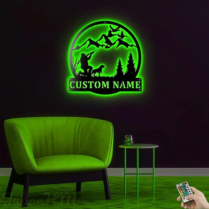 Lovely POD Personalized Metal Sign, Custom Duck Hunting Monogram Wall Decor With Led Lights, Perfect For Living Room & Outdoor Home Decor - Bloomnest