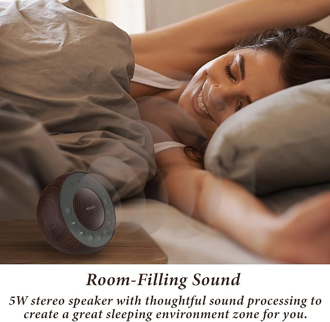 Housbay White Noise Machine with 31 High Fidelity Soothing Sounds, 5W High Power Loud Enough Speaker, Easy Volume Control, Sleep Timer, Sound Machine for Baby, Kids, Adults, Light Sleeper -Wood Grain - Bloomnest