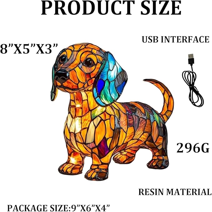Cute Puppy Lamp, Dog Series Art Night Light, Stained Resin French Bulldog, Corgi, and Dachshund Lamp, Cute Pet Dogs LED Table Lamp with Warm Ambient Glow, Fun Gift for Dog Lovers (Dachshund) - Bloomnest