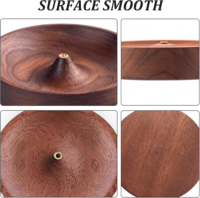 Incense Holder,Black Walnut Hand - Crafted Round Burner for Sticks with Ash Catcher,Perfect for Relaxation at Home, Yoga,Spa & as a Gift - Bloomnest