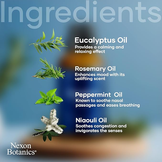 Breathe Essential Oil Blend 30 ml - Breath Sinus Relief with Menthol Oils - for Humidifiers, Diffusers, and Aromatherapy - Nexon Botanics (Pack of 2) NexonBotanics