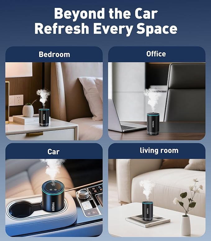 Smart Car Air Freshener, Car Air Freshener Diffuser with Starry Sky Projection and 50ml Perfume, Auto On/Off Intelligent, 3 Mode Adjustable Rechargeable Aroma Diffuser, Cologne - Bloomnest
