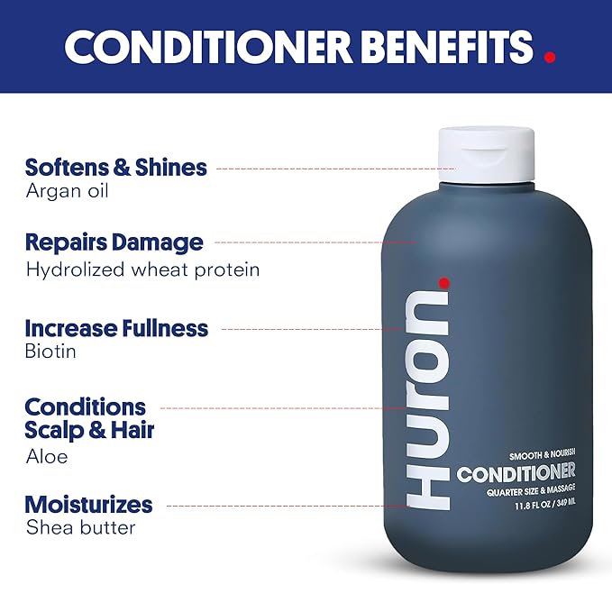 Huron Shower Kit - Shampoo, Conditioner, & Body Wash For Men - Sandalwood + Black Pepper Scent - Hydrating & Nourishing Men's Shampoo & Conditioner - Bloomnest