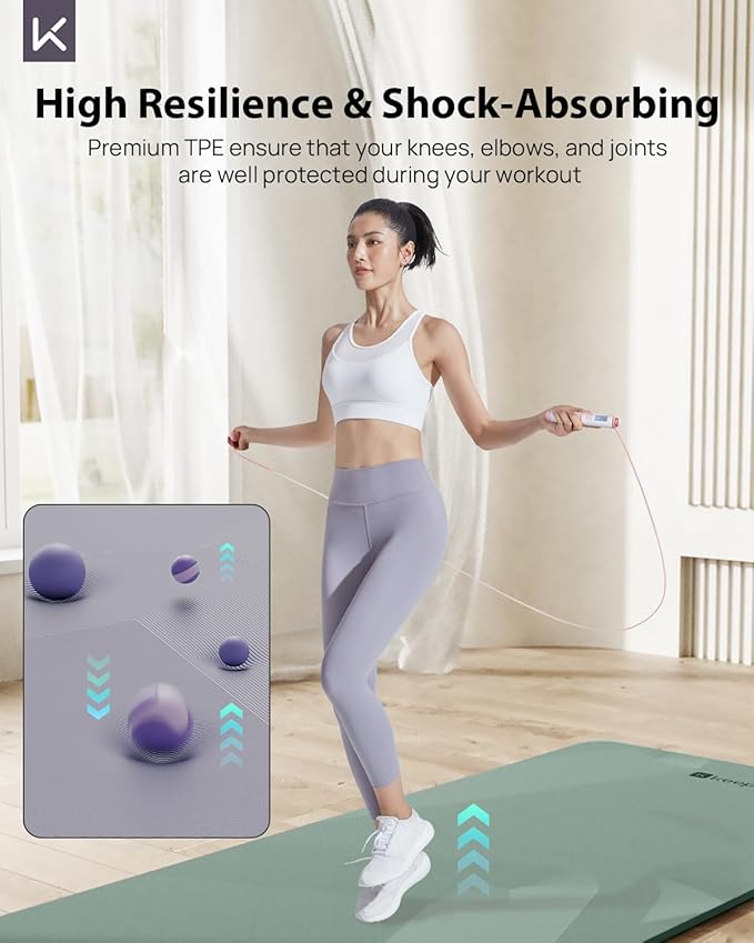 KEEP Yoga Mat, 32" Extra Wide Exercise Mat with Strap for Men and Women, 7mm Thick Double-Sided Non-Slip Eco-friendly Yoga Mat for Pilates, Workout and Fitness - Bloomnest