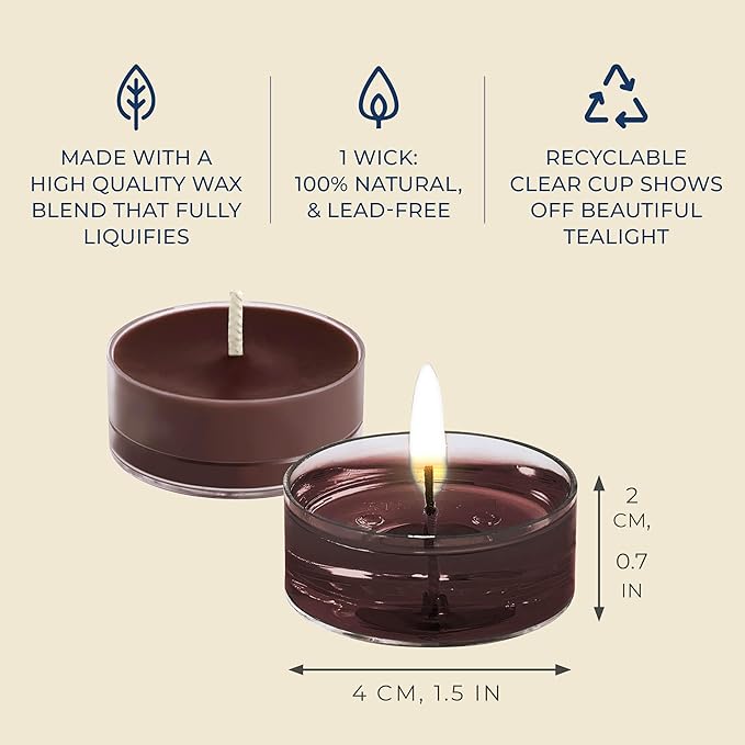 PartyLite Tea Lights Candles, Amber and Smoked Patchouli with Lavender Scent, Gift Set of 12, Aromatherapy with up to 4 to 6 Hours Burn Time, Ideal for Home Decor, Holiday Gifting & Celebration - Bloomnest