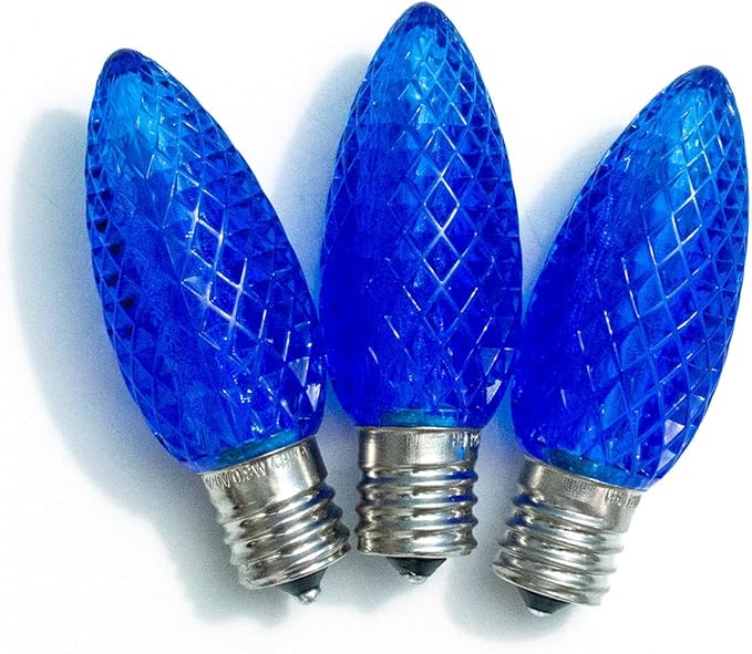 Meconard C9 Led Replacement Christmas Light Bulbs, C9 Shatterproof Led Bulbs for Christmas Indoor Outdoor String Lights, E17 Intermediate Base, Commercial Grade Holiday Bulbs, Blue, 25Pack - Bloomnest