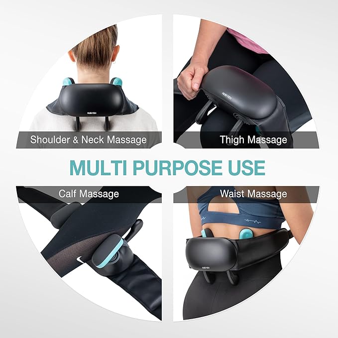 Neck and Shoulder Massager with Heat, Cordless Shiatsu 4D Kneading Massage, Massage Pillow for Neck, Back, Leg, Gifts for Women, Men (Black) - Bloomnest