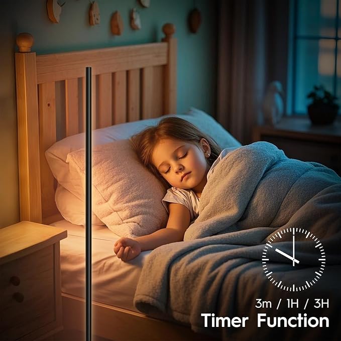 LED Corner Floor Lamp, Minimalist Dimmable Light with Remote, 2700-6500k Color Temperature Stepless Adjustable, 58 Inches Tall Standing Lamp for Living Room, Bedroom, Home Office, Black - Bloomnest