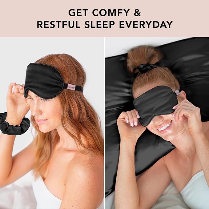 Kitsch Weighted Satin Sleep Mask - Weighted Eye Mask for Sleeping and Travel - Lavender Sleeping Mask for Women and Men - Light Blocking, Adjustable Strap, Ultra-Soft (4.1oz/116g) - Bloomnest
