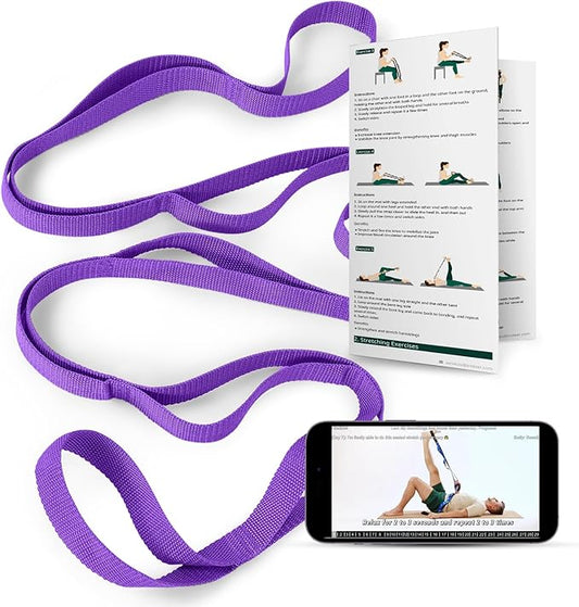 Trideer Stretching Strap Yoga Strap for Physical Therapy, 10 Loops Yoga Straps for Stretching, Non-Elastic Stretch Strap for Pilates, Exercise, Stretch Band for Women & Men - Bloomnest