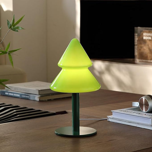Glass Table Lamp,Mid Century Modern Lamp for Bedroom,Unique Retro Kitchen Bauhaus Lamps,Vintage Mushroom Lamps for Livingroom (Green) - Bloomnest