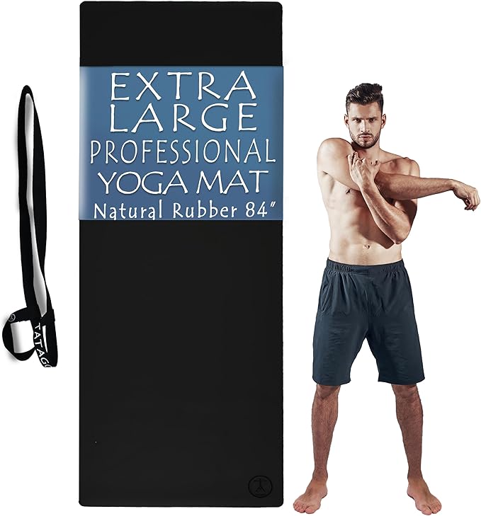 Tatago Hot Yoga Mat Non Slip-Professional Grade Natural Rubber Yoga Mat, Pliates Mat, Stretching Mat or exercise mats for home workout. Nonslip for Hot and Sweaty Classes. Includes Yoga Strap for Carrying and Stretching too. - Bloomnest