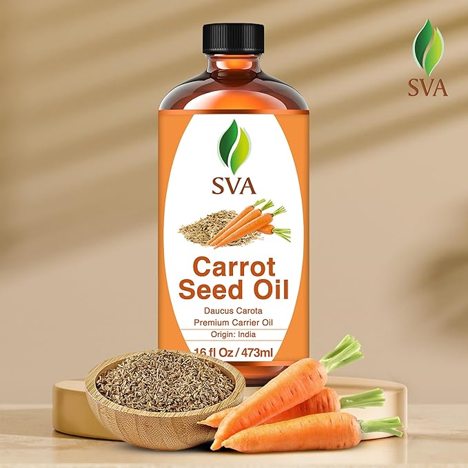 SVA Carrot Seed Oil - 16 Fl Oz – 100% Natural Cold Pressed Carrot Oil - for Face, Skin Care, Hair Care, Scalp Massage & Body Massage – Carrier Oil - Bloomnest