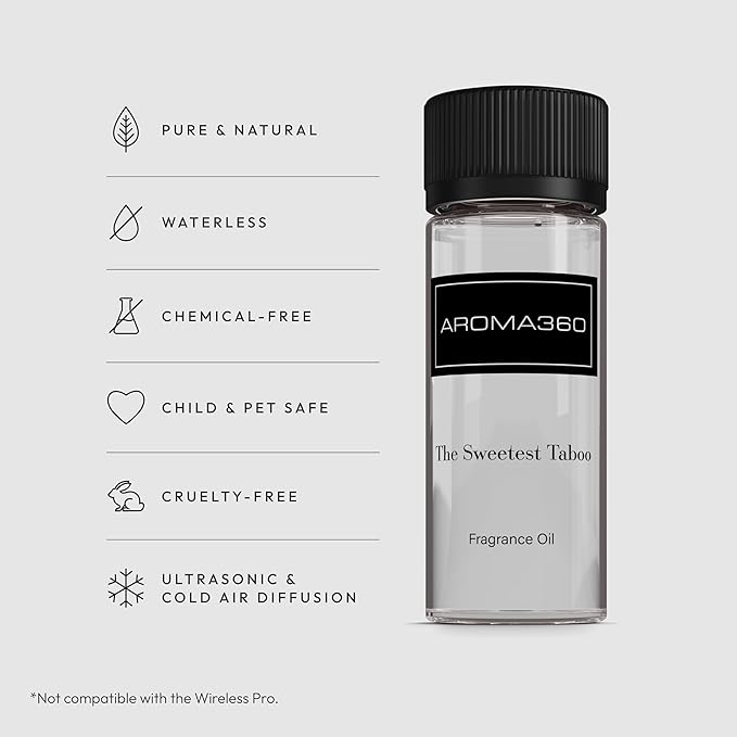 Aroma360 - The Sweetest Taboo Fragrance Oil Scent - Luxury Aromatherapy Scent Diffuser Oil - Hints of Lemon Crème, Pomegranates, & Raspberries - for Essential Oil Diffusers - for Home & Office - 50mL - Bloomnest