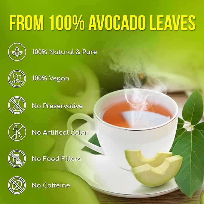 FreshDrinkUS, Avocado Leaf Tea Bags | 40 Count | Premium Dried Avocado Leaves Herbal Tea – Caffeine Free Botanical Tea – Fresh, Smooth & Earthy Flavor. Sugar Free. Vegan - Bloomnest