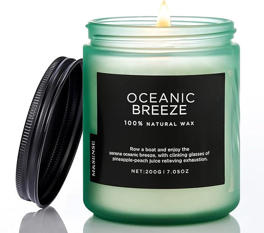 M&SENSE Candle Oceanic Breeze Scented Candle, Long Lasting Pineapple & Mango Scented Natural Soy Wax Candles 7.05oz 50 Hours Burn for Home Scented, Stress Relief Gifts for Women/Men - Bloomnest