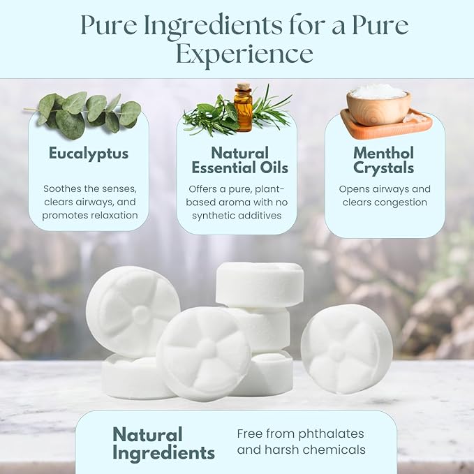 TLG Essence Shower Steamers Aromatherapy 7 Pack – USA Made with Extra Eucalyptus & Menthol – Shower Bomb for Relaxation, Strong-Scented Shower Tablets – Gift for Men & Women - Bloomnest