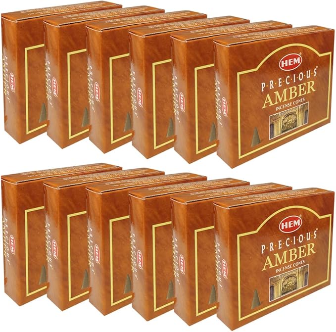 TRUMIRI Precious Amber Incense Cones & Cone Incense Burner Bundle: 120pcs (12 Sets of 10pcs) TRUMIRI
