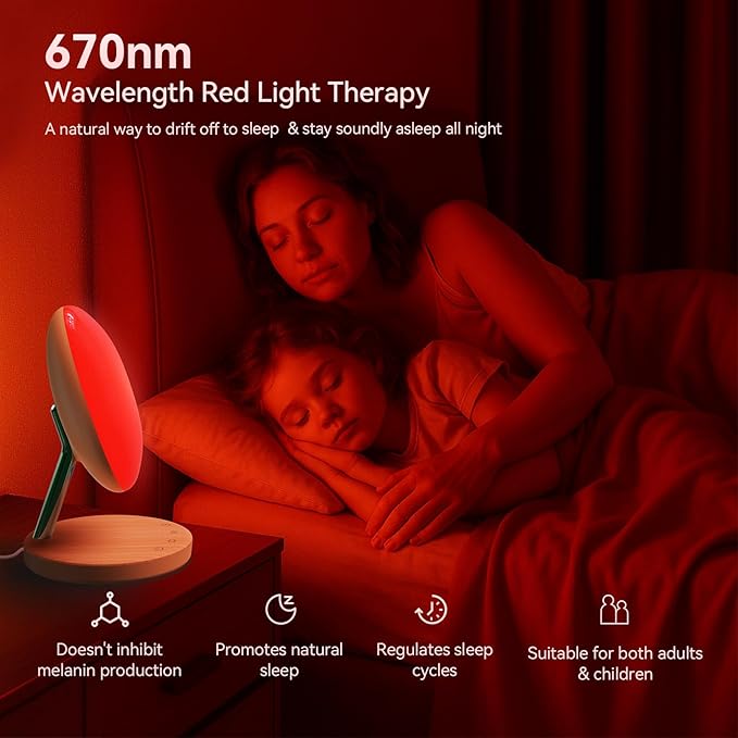 Light Therapy Lamp,Red Night Light with 5-Level Brightness & 4 Color Modes, 670nm Adjustable USB Red Light Night Light Lamp for Sleep,Stress Relief Relaxation - Bloomnest