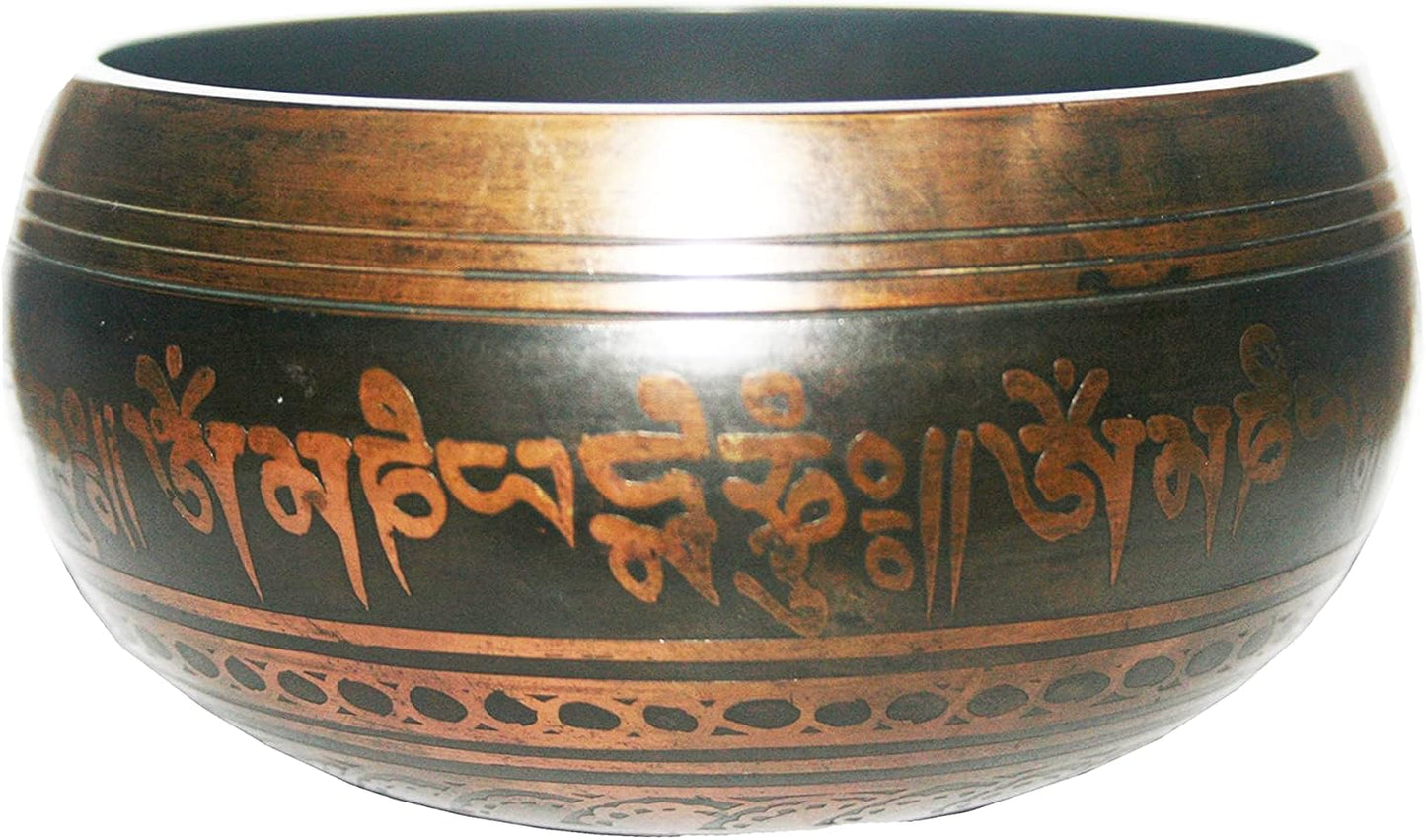 3385 SB Tibetan Auspicious Symbol Singing Bowl Set ~ Mallet Cushion Meditation Chakra Healing Prayer Yoga Mindfulness (SB-3385-F) - Bloomnest