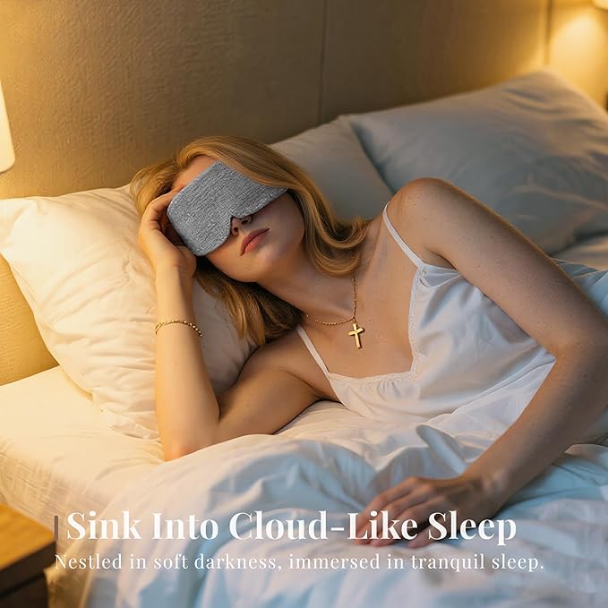 Grey Modal Eye Mask for Sleep, Adjustable Breathable Wrap (70cm), Lightweight Soft Blindfold for Travel and Mediation, Holiday Ready-to-Gift Set for Men and Women from Timeless Artworks