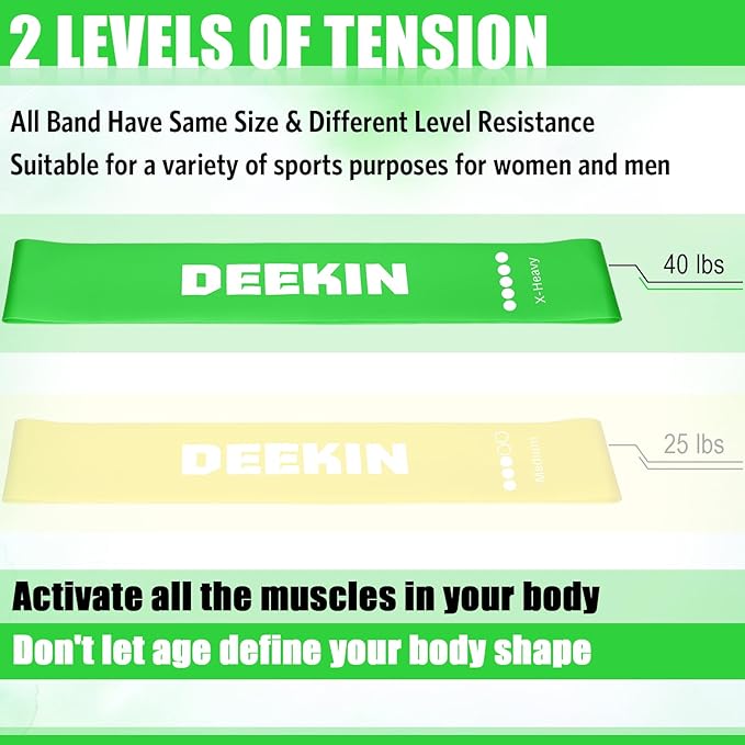 Deekin 20 Pcs Resistance Bands Resistance Loop Exercise Bands Exercise Equipment Elastic Drap Ring for Women and Men Home Fitness, Gym, Yoga - Bloomnest