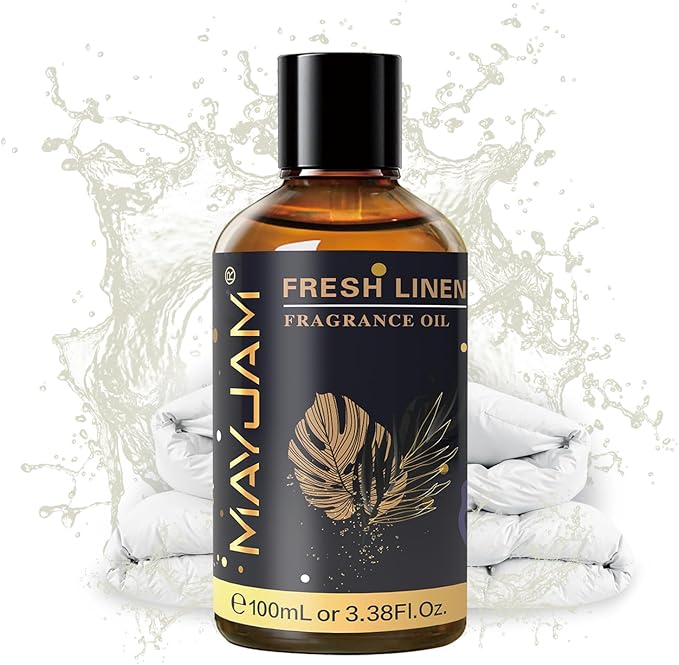 MAYJAM Fresh Linen Fragrance Oils Essential Oil - Fresh Linen Oil for Diffusers, 3.38FL.OZ/100ML Large Volume Fragrance Oil with Premium Glass Dropper - Bloomnest