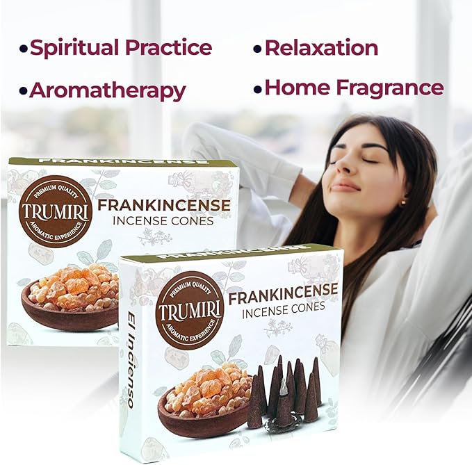 TRUMIRI Frankincense - Scented Incense Cones - Total 20 Cone Incense - Dual Pack of 10 Insence Cones - Incense Cones Scented - Cone Incense Scents - Insense Cones - Incent Cone TRUMIRI