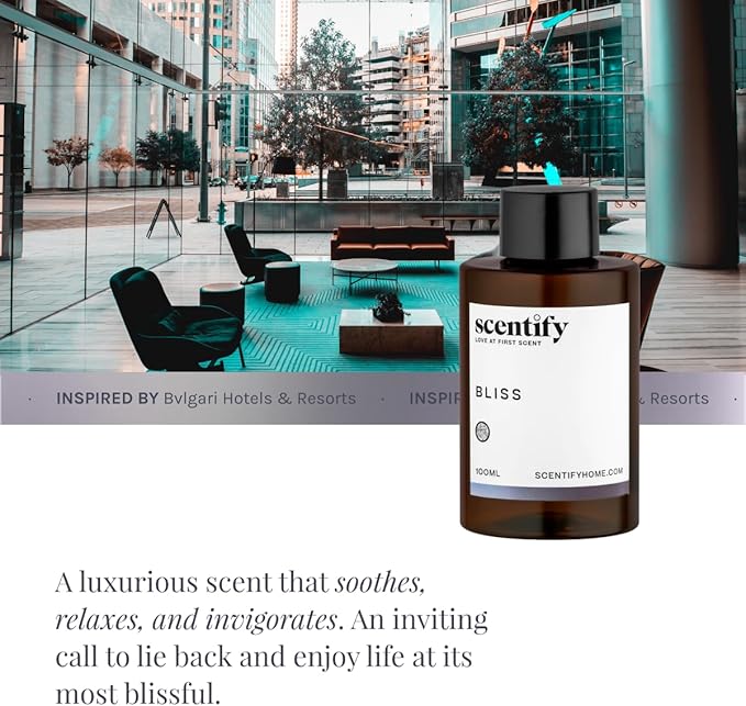 Scentify Bliss Aroma Oil Refill Scent for Oil Diffusers - Eucalyptus, Bergamot, Tea & Powdery Scents - Luxurious Relaxing Aromatherapy Diffuser Fragrance 470ml, 16 oz Scentify
