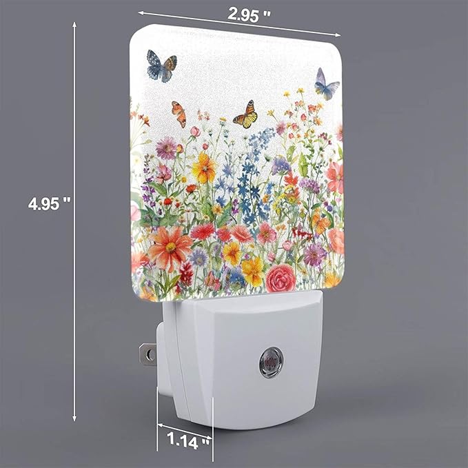 Led Night Light, Floral Plants Decorative Plug in Nightlights,with Smart Auto Dusk to Dawn Night Light for Bedroom, Kitchen, Nursery, Bathroom - Bloomnest