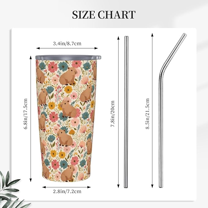 Tumbler with Lid and Straw 20 oz Stainless Steel Cup Insulated Tumbler Coffee Mug for Home Office or Car Christmas Birthday Gifts - Bloomnest