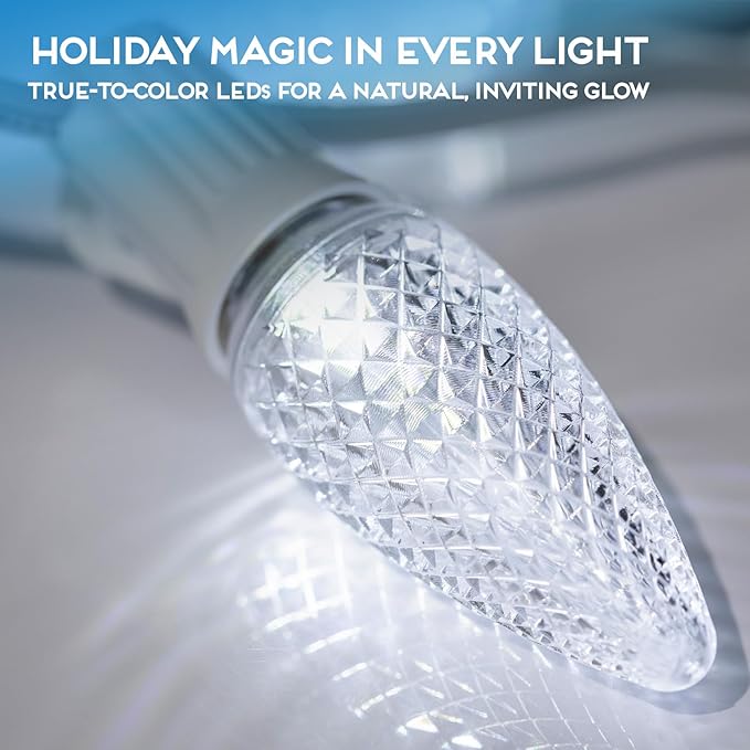 HLO Lighting Set of 500 Cool White C9 Faceted LED Christmas Light Bulbs for Indoor & Outdoor Use | Durable Replacement Bulbs - Bloomnest