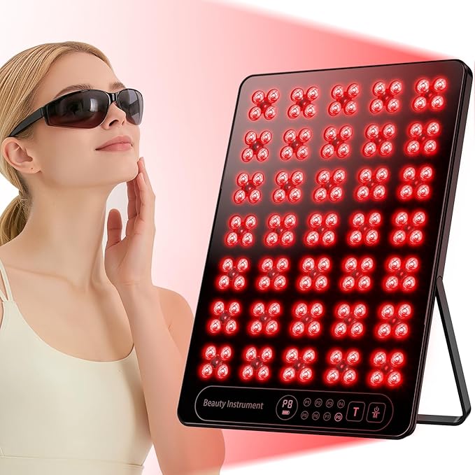 Red Light Therapy for Face Body: 660nm & 850nm Cordless Red Light Therapy Panel with Adjustable Stand - Red Infrared Light Panel with 3 Brightness Levels & Auto Off XKETA