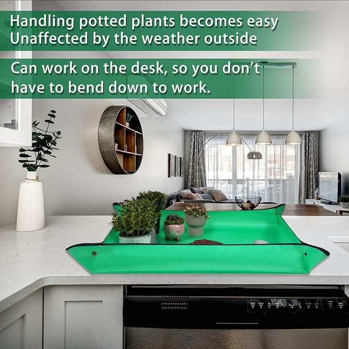 26.8" x 26.8" Plant Repotting Mat Waterproof Transplanting Mat Indoor Succulent Potting Mat Portable Gardening Watering mat Square and Foldable Garden mat - Bloomnest