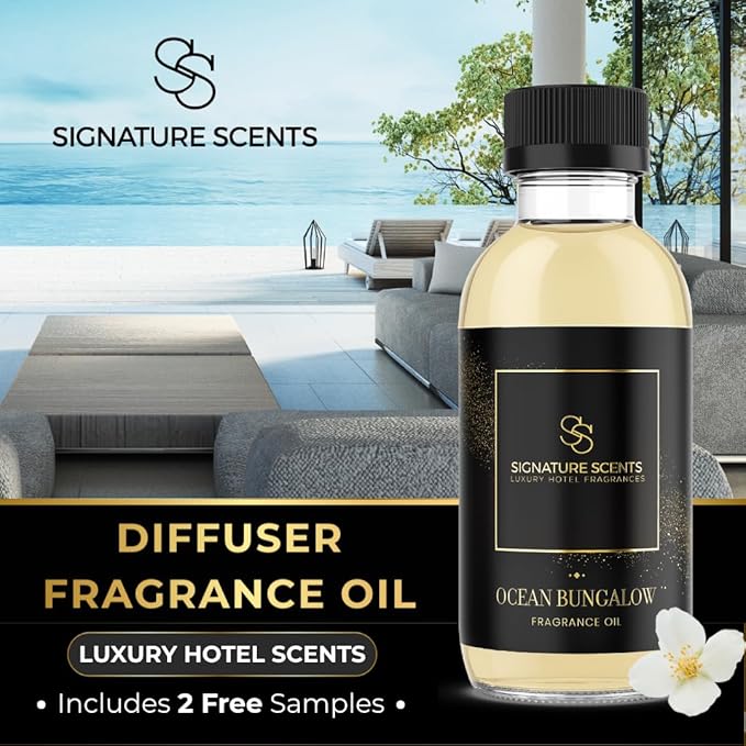 Luxury Hotel Fragrances - Hotel Fragrance Oil - Diffuser Oil Blends for Aromatherapy (Ocean Bungalow) 4.05 Fl Oz (120ml) - Bloomnest