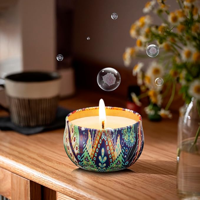 Hausware 3 Pack Scented Candles, 2.5 oz Aromatherapy Candles with Floral Scents,Soy Candles Set with 72H Burning Time,Ideal Gift for Women (Lavender+Vanilla+Rose) - Bloomnest