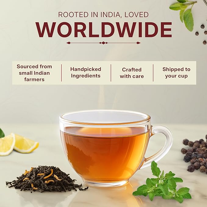 Tulsi Ashwagandha Green Tea Bags (50 Count), Green Tea with Tulsi, Ashwagandha, Lemongrass and Black Pepper, Caffeinated, Real and Natural Green Tea, Blended with Fresh Herbs and Spices, Gluten Free - Bloomnest