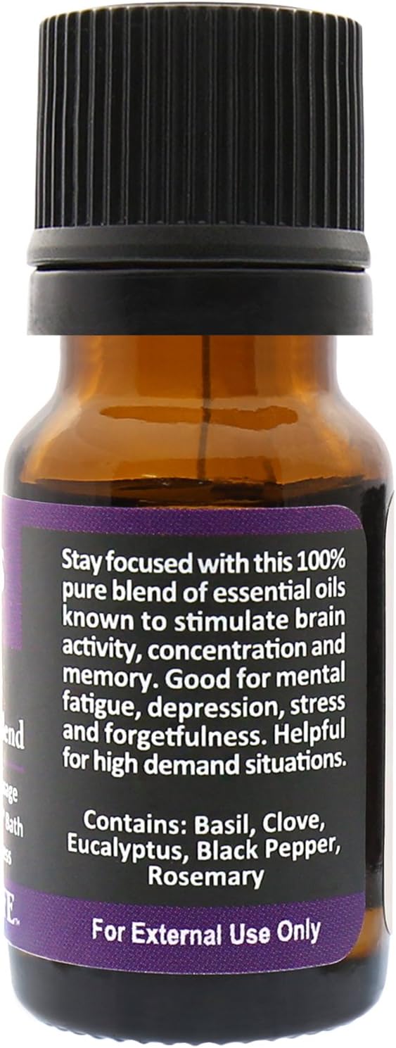 Plantlife Focus Aromatherapy Essential Oil Blend - Straight from The Plant 100% Pure Therapeutic Grade - No Additives or Fillers - Made in California 10 ml - Bloomnest